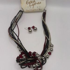 Erica Lyons Multicolor Beaded Necklace and Earring Set